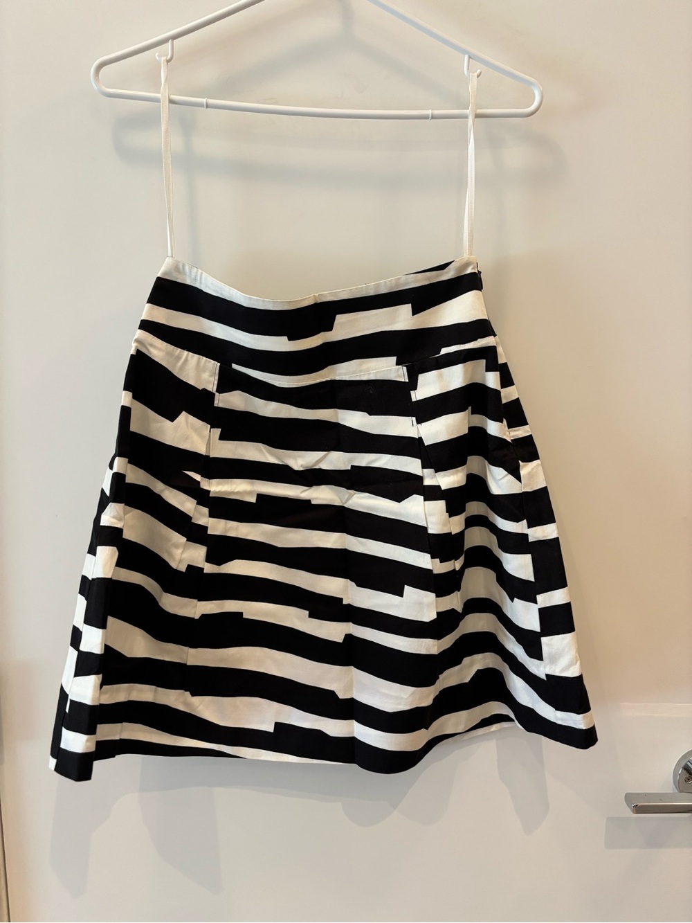 Club Monaco Black and White Striped A-Line Skirt